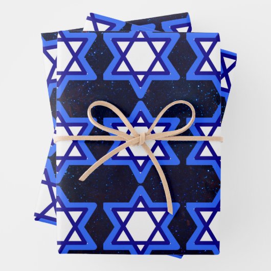 スターオブデイビッドユダヤ教ホリデーブルーホワイト ラッピングペーパーシート (インサイチュ)