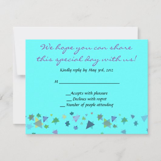 スターオブデイビッド結婚式招待状バー(ユダヤ教の)バル・ミツバー返信 招待状 (正面)