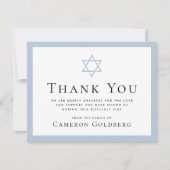 スターオブデイヴィッドほこりっぽいブルー縁どの葬式悔やみや弔慰 サンキューカード (正面)