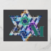 スターオブデイヴィッドダマスクサンキューカードモノグラム 箔招待状 (正面)