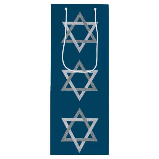 スターオブデイヴィッドハヌカーグリッター ワインギフトバッグ (正面)