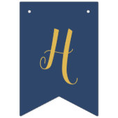 スターオブデービット | かわいいブルーと金ゴールドハッピーハヌカー バンティングフラッグ (第2の旗)