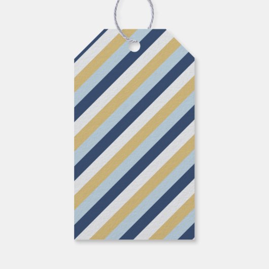 スターオブデービット |かわいいブルーと金ゴールドハヌカー ギフトタグ (裏面)