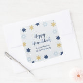 スターオブデービット |かわいいブルーと金ゴールドハヌカー スクエアシール (封筒)