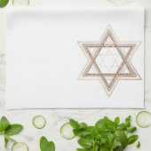 スターオブデービット |エレガント金ゴールドと白モダン キッチンタオル (折り畳み)