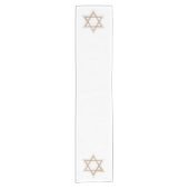 スターオブデービット |エレガント金ゴールドと白モダン ショートテーブルランナー (正面)