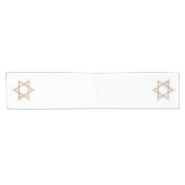 スターオブデービット |エレガント金ゴールドと白モダン ショートテーブルランナー (横)