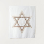 スターオブデービット |エレガント金ゴールドと白モダン タペストリー (正面)