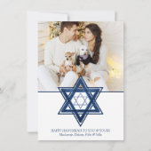 スターオブデービット |クラシックブルーモダンハヌカー写真 シーズンカード (正面)