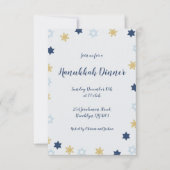 スターオブデービット | ブルー&金ゴールドハヌッカディナー 招待状 (正面)