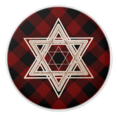 スターオブデービット | 素朴バッファロー赤と黒の格子縞 セラミックノブ (正面)