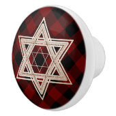 スターオブデービット | 素朴バッファロー赤と黒の格子縞 セラミックノブ (右)