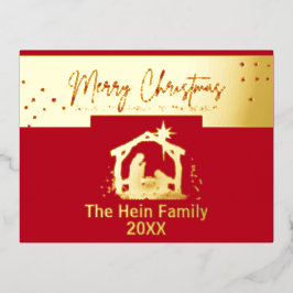 スターオブベツレヘム出生クリスマス金ゴールドと赤 箔シーズンポストカード