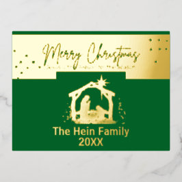 スターオブベツレヘム出生シーンクリスマスフォイルホ 箔シーズンポストカード