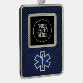 スターオブライフ救急医療隊員炭素繊維スタイル シルバープレートフレームオーナメント (右)