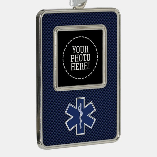 スターオブライフ救急医療隊員炭素繊維スタイル シルバープレートフレームオーナメント (右)