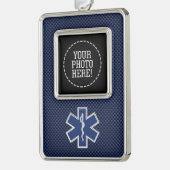 スターオブライフ救急医療隊員炭素繊維スタイル シルバープレートフレームオーナメント (左)