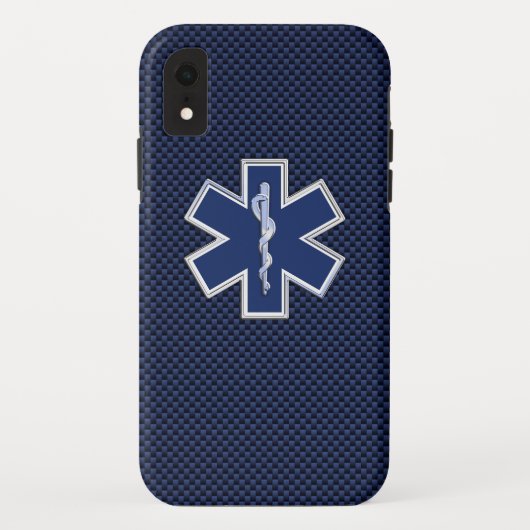 スターオブライフ救急医療隊員緊急ブルーカーボンスタイル Case-Mate iPhoneケース (裏面)