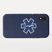 スターオブライフ救急医療隊員緊急ブルーカーボンスタイル Case-Mate iPhoneケース (裏面(横))