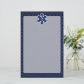 スターオブライフ救急医療隊員EMSオンブルーカーボンファイバー 便箋 (スタンド正面)