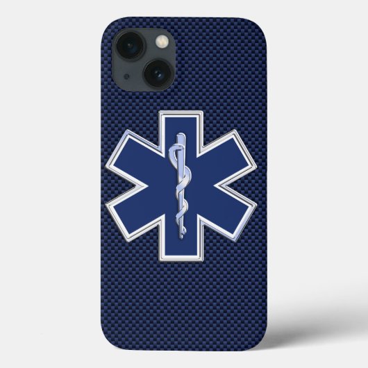 スターオブライフ救急医療隊員EMSオンブルーカーボンファイバー Case-Mate iPhoneケース (裏面)