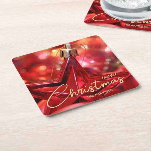 スターオーナメントクリスマス スクエアペーパーコースター (アングル)