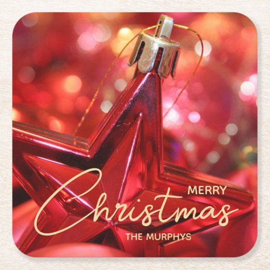 スターオーナメントクリスマス スクエアペーパーコースター (正面)