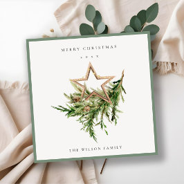 スターオーナメントパインブランチ動物相メリークリスマス シーズンカード