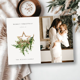 スターオーナメントパイン動物写真メリークリスマス シーズンカード