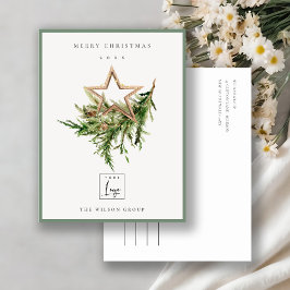 スターオーナメントパイン動物相ロゴメリークリスマス シーズンポストカード