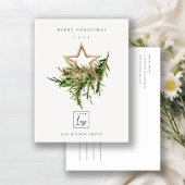 スターオーナメントパイン動物相ロゴメリークリスマス シーズンポストカード