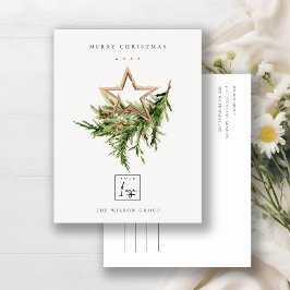 スターオーナメントパイン動物相ロゴメリークリスマス シーズンポストカード