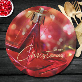 スターオーナメントメリークリスマス ペーパープレート