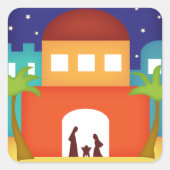 スターオーバーベツレヘムクリスマス出生 スクエアシール (正面)