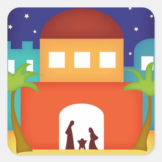 スターオーバーベツレヘムクリスマス出生 スクエアシール (正面)