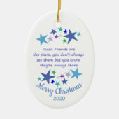 スターカスタムズのようなクリスマスの良い友人の日付 セラミックオーナメント (正面)