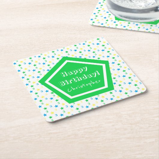 スターカラフルズ少年たち第3誕生日 スクエアペーパーコースター (アングル)