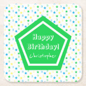 スターカラフルズ少年たち第3誕生日 スクエアペーパーコースター (正面)