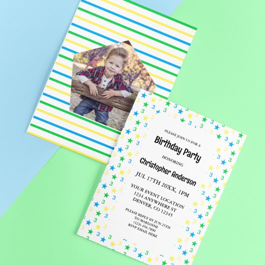 スターカラフルズ少年たち第3誕生日 招待状