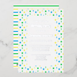 スターカラフルズ少年たち第3誕生日 箔招待状