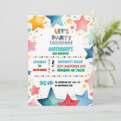 スターカラフルテーマ12誕生日子供へ 招待状 (スタンド正面)