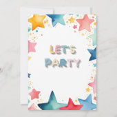 スターカラフルテーマ12誕生日子供へ 招待状 (裏面)