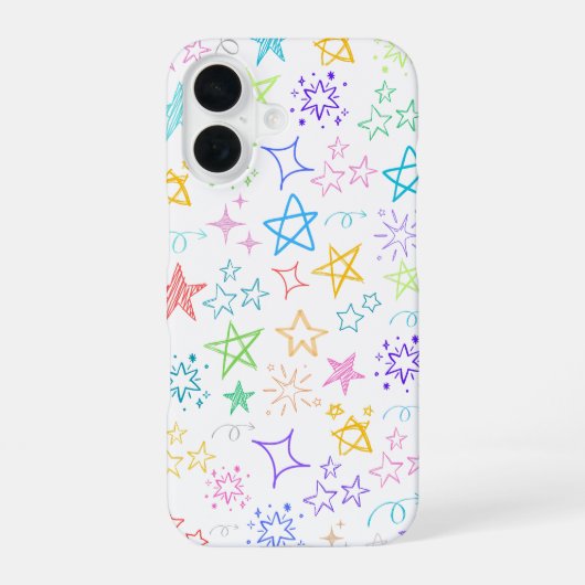 スターカラフルドードルiPhoneケース iPhone 16ケース (裏面)