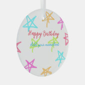 スターカラフルハッピーバースデー追加ネーム文字シンプル ガラスオーナメント (正面右)