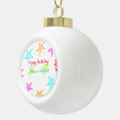 スターカラフルハッピーバースデー追加ネーム文字シンプル セラミックボールオーナメント (右)