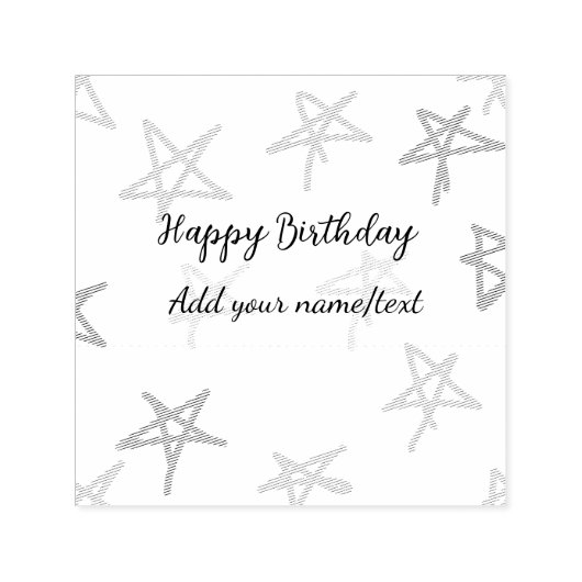 スターカラフルハッピーバースデー追加ネーム文字シンプル セルフインキングスタンプ (デザイン)