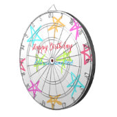 スターカラフルハッピーバースデー追加ネーム文字シンプル ダーツボード (正面右)