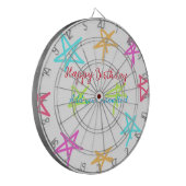 スターカラフルハッピーバースデー追加ネーム文字シンプル ダーツボード (正面左)