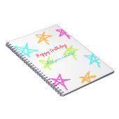 スターカラフルハッピーバースデー追加ネーム文字シンプル ノートブック (右側)