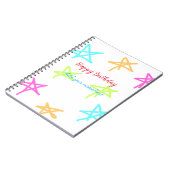 スターカラフルハッピーバースデー追加ネーム文字シンプル ノートブック (左側)